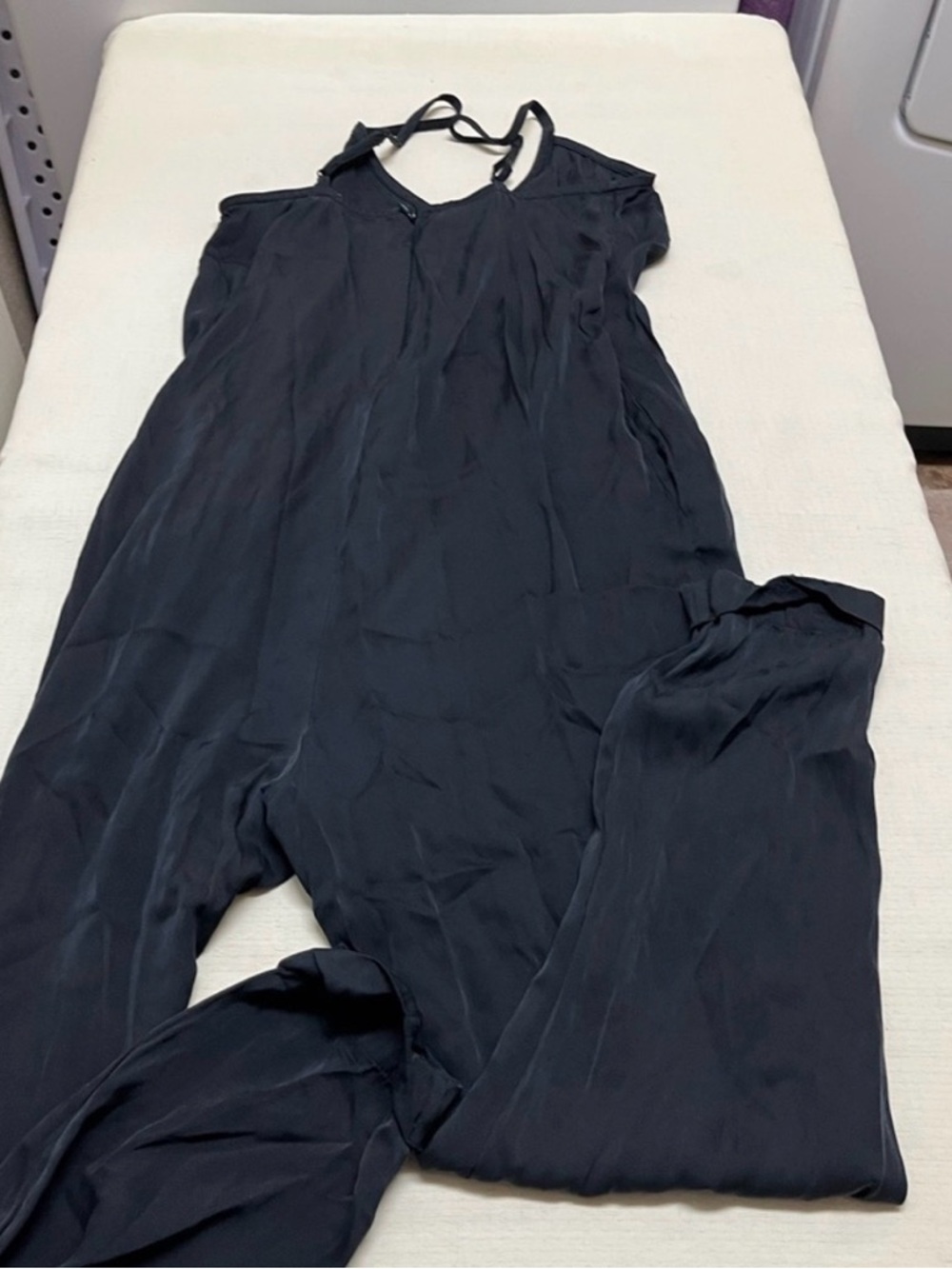 Quince S maternity black Washable Stretch Silk Jumpsuit